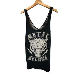 Metal Mulisha tank ton with see thru crochet back. Size Medium